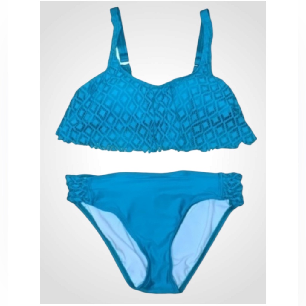 Antonio Melani Turquoise Lace Ruffle Bikini Swimsuit Medium